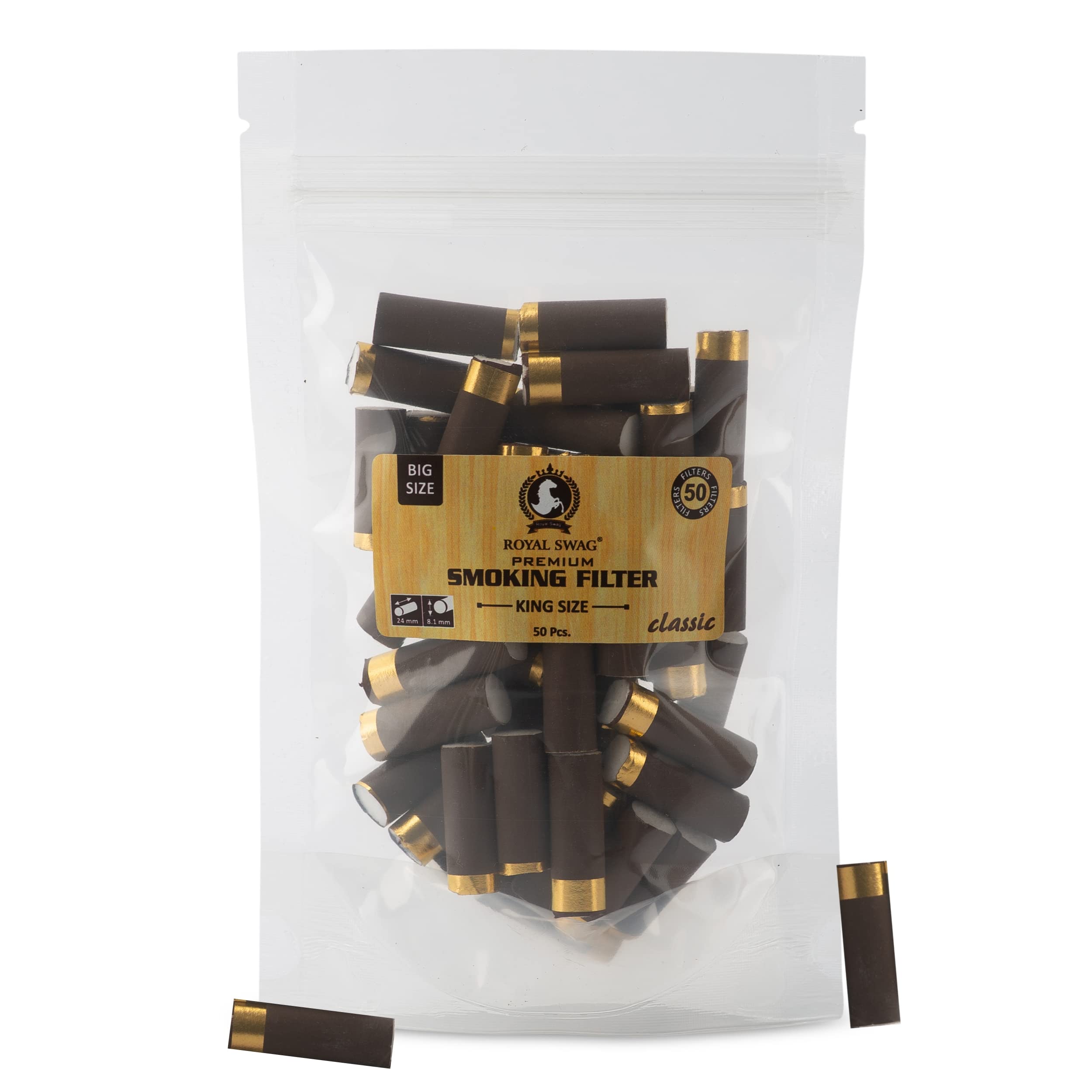 ROYAL SWAG Smoking Filter for Cigarettes Slim Long Filter Tips For Smoking 20 MM * 07 MM(Pack Of 50 Pieces Filter Buds) Cigarette Filters for RYO Herbal Cigarettes and Rolling Papers