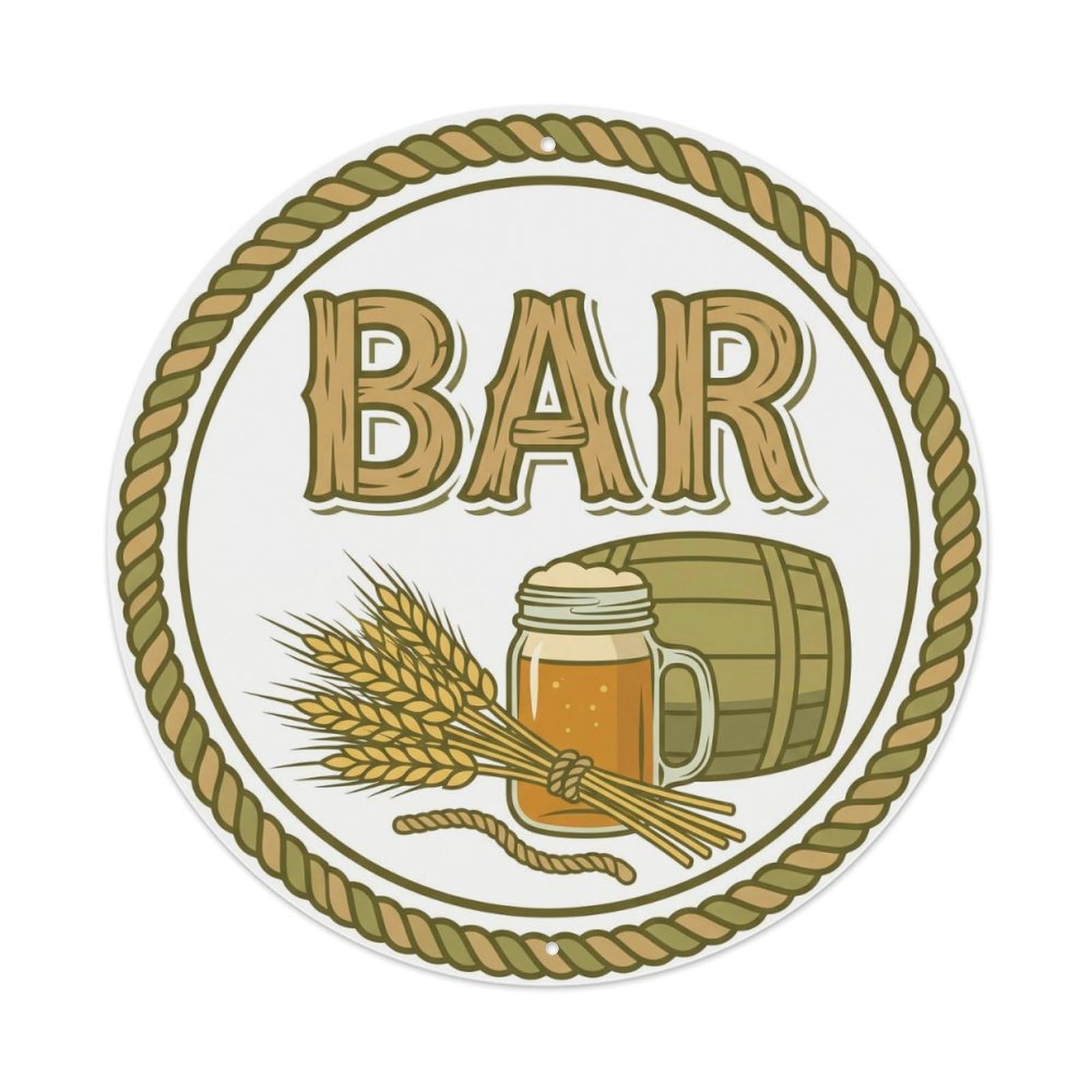 BAR Rustic Brewery Plate 1 Metal Tin Sign Plaque Wall Decor for Cafe, Club Bar, Office, Home Garden Round Metal Poster 8x8Inch