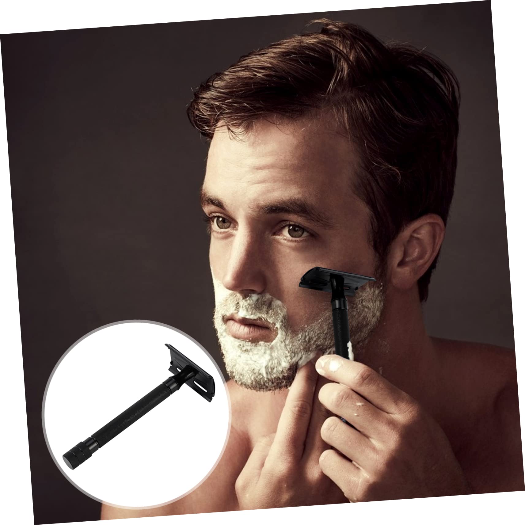 NOLITOY Rasoio di Sicurezza Manuale per Barba Maschile Stile Chiuso, Manico Antiscivolo in Lega di Alluminio Stile Retrò, Riutilizzabile la Rasatura Quotidiana