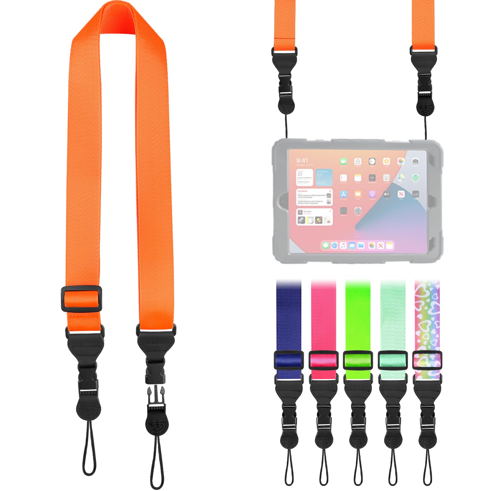 FIEIL Adjustable Shoulder Strap, Nylon Camera Strap, Comfortable Neck Strap for iPad, Cellphone Tablet, Camera, Laptop, Binocular, Luggage Bag (Orange