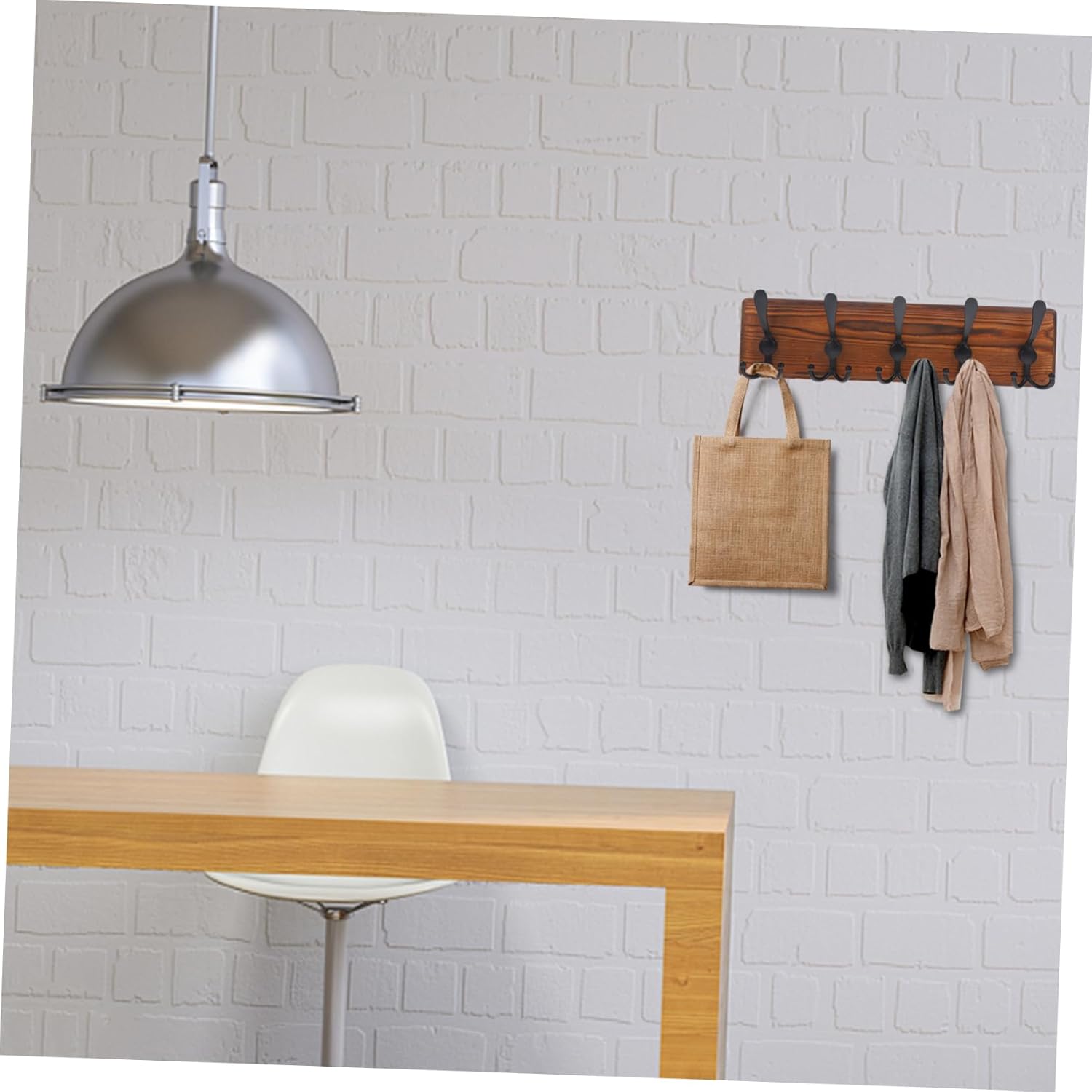 Wooden Wall Mounted Key Holder and Coat Rack Hooks Vintage Design Adjustable Size for Organizing Keys and Accessories in Entryways