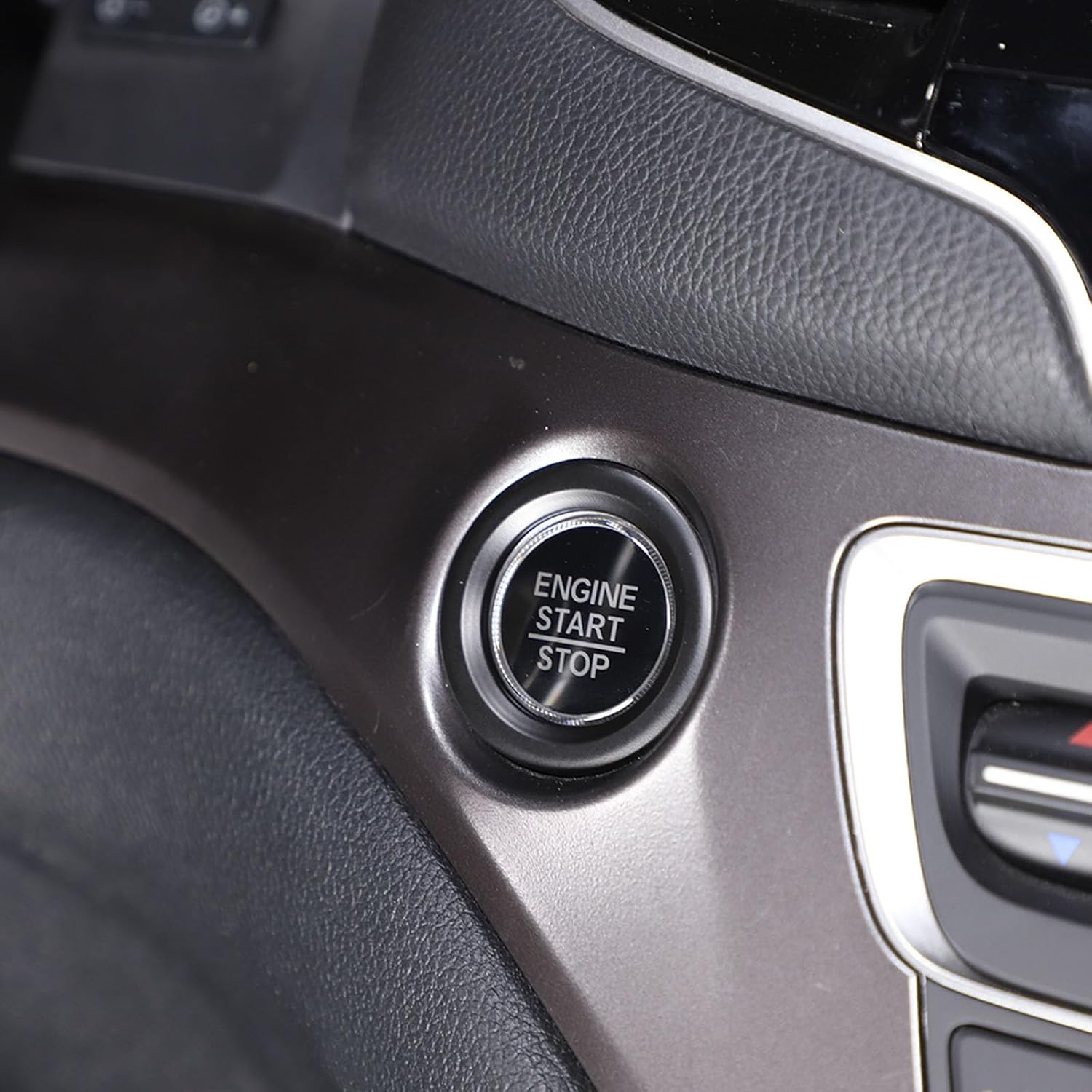 Engine Start Stop Switch Button Frame Trim for Honda Pilot 2016-2022/ Ridgeline 2017-2023/ Passport 2019-2023, ABS Material Start Stop Push Button Ring Sticker (Matte Black)
