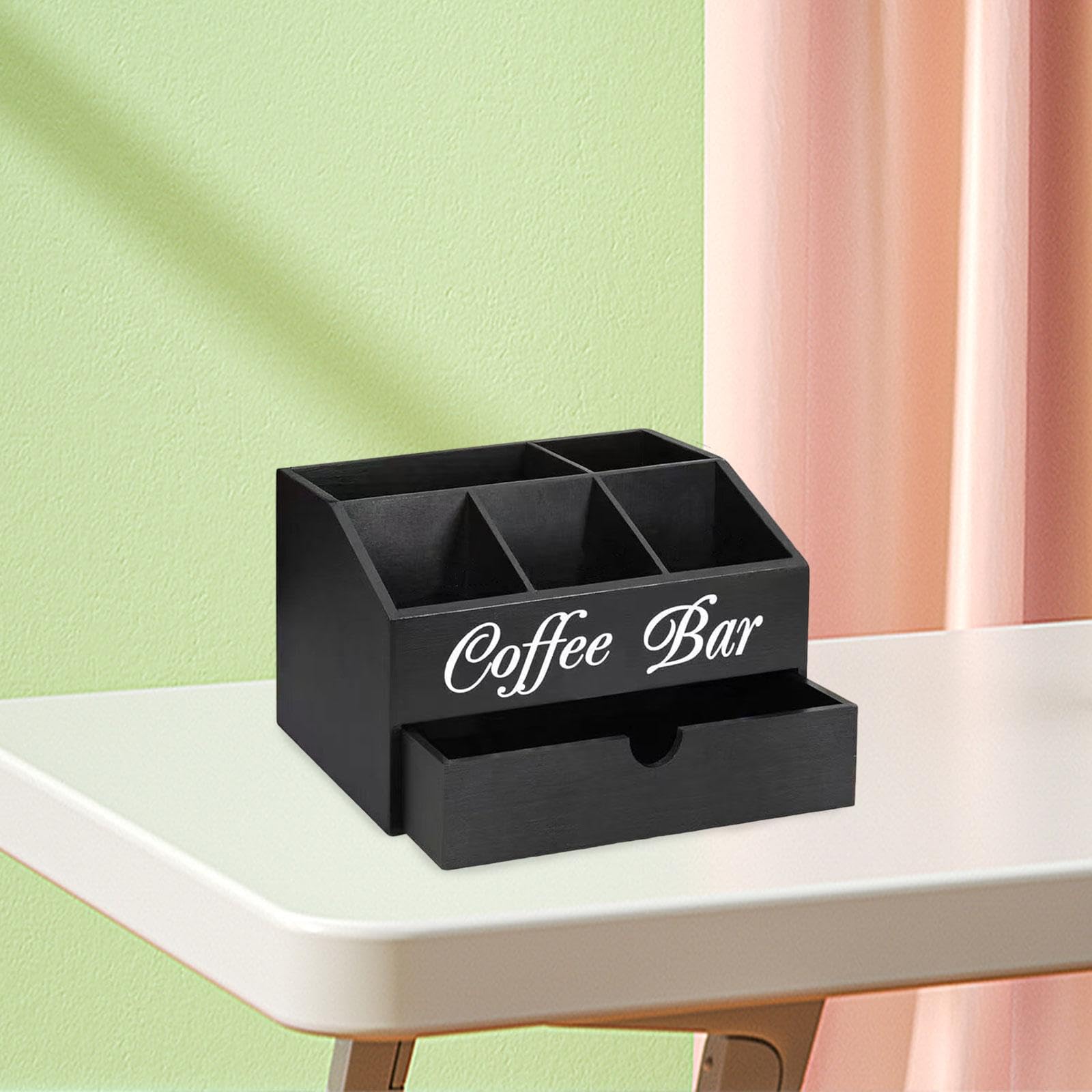 Organizador de Estación de Café, Organizador de Cápsulas de Café con Compartimentos Espaciosos, Cesta de Madera para Condimentos, Dispensador de Té, a, Style B, Individual