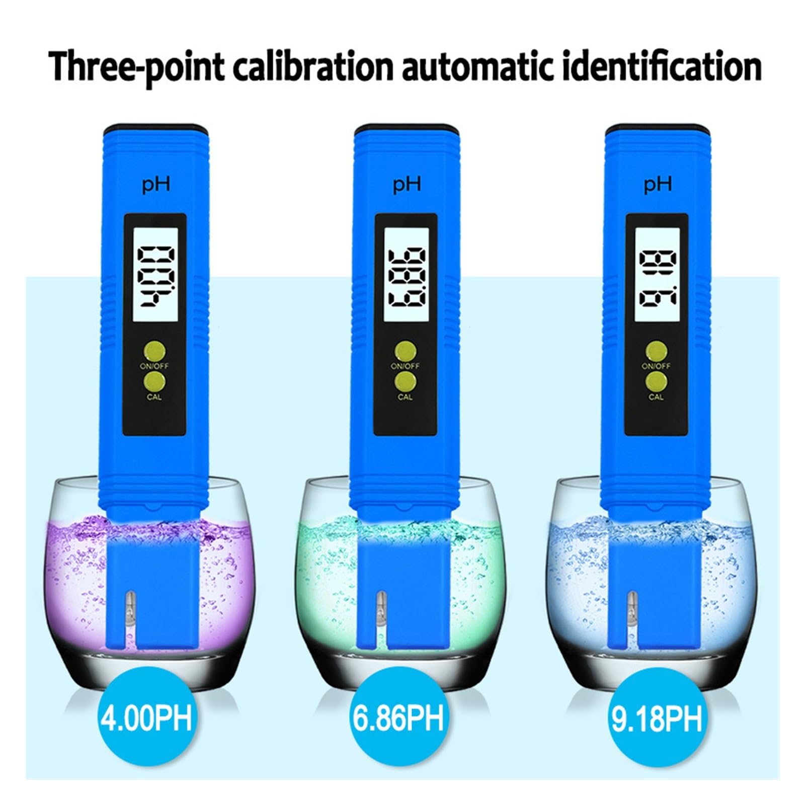 Misuratore di PH 0,01 Alta Precisione for Tester di qualità Acqua con Intervallo di Misurazione 0-14 Adatto for Acquario Piscina(Blue)
