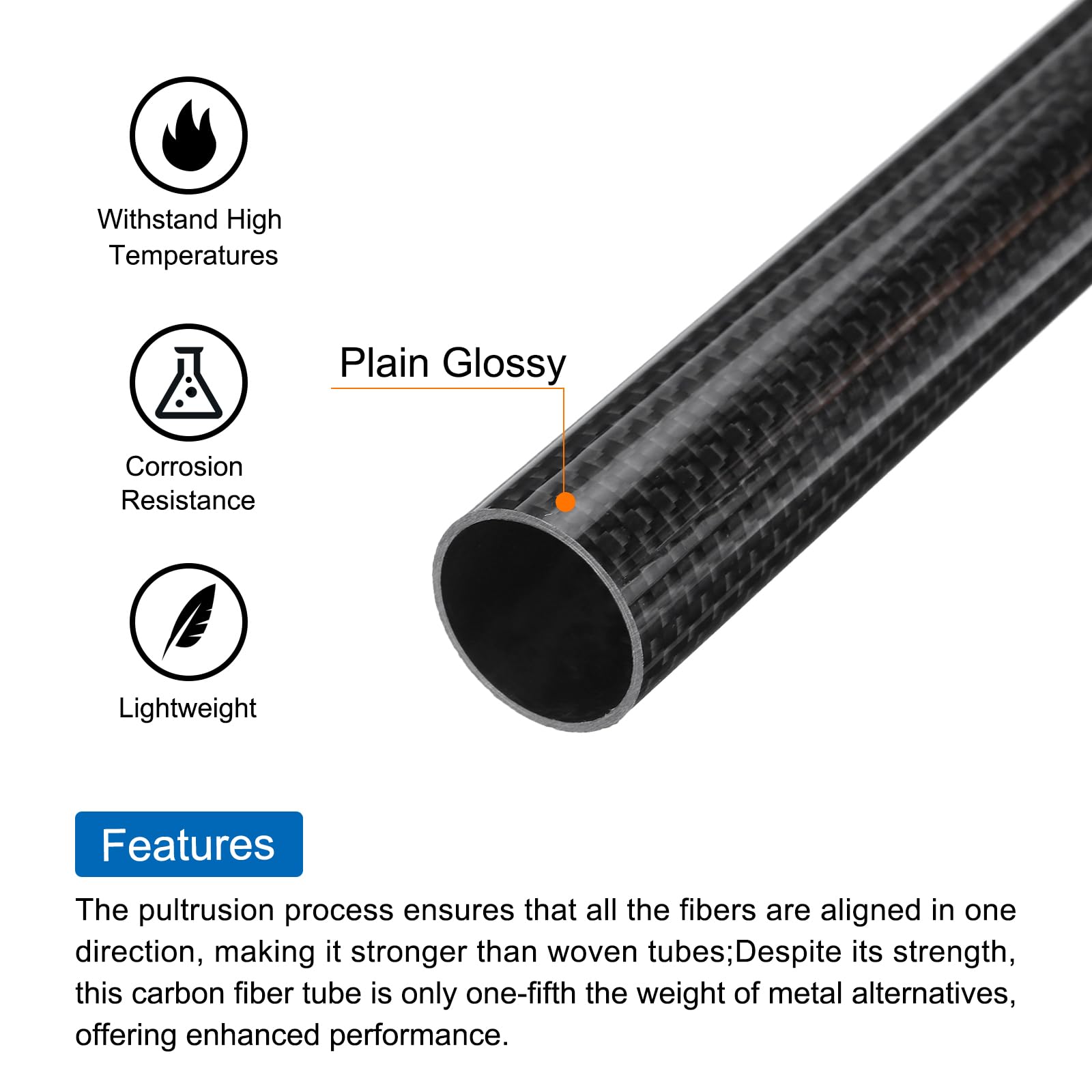 QUARKZMAN 2pz Tubo Fibre Carbonio 20 x 22 x 330mm Superficie Lucida Asta 3K Avvolta Fibre Carbonio Tubo Rotondo Puro Aeroplani Rc, Multicotteri, Quadricotteri