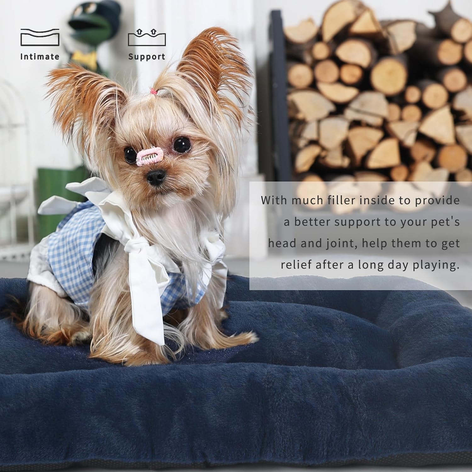 review Small Dog Bed Washable for Crate for Puppy,18x24 Dog Crate Bed for Small Breeds Dogs,24 Crate Bed Calming Sleep with Anti-Slip Bottom, Navy Blue