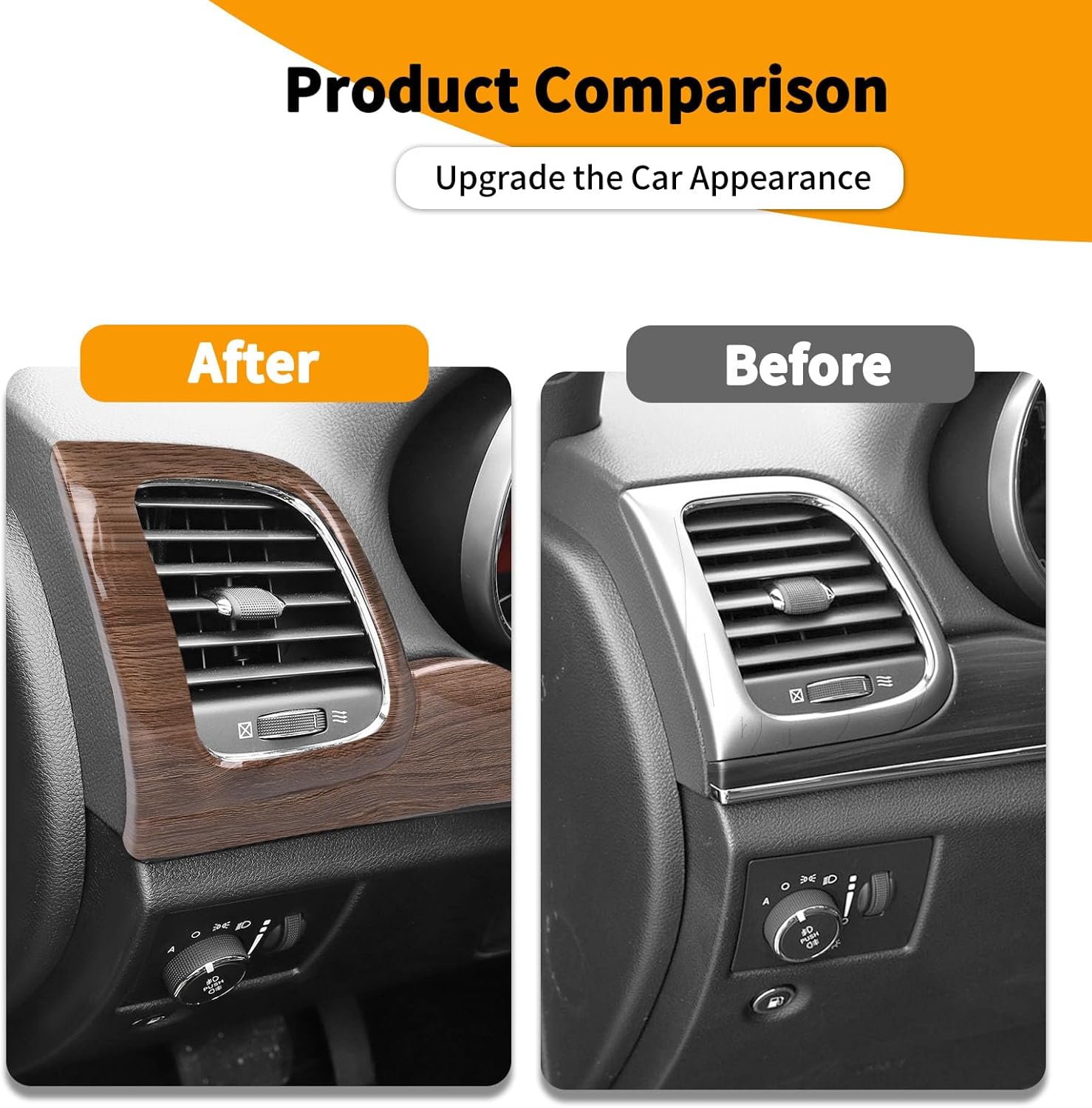 hoolcar center console dashboard panel trim kit & interior door handle cover kits compatible with jeep grand cherokee 2011-2020, wood grain