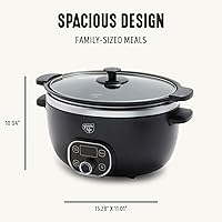 Vista 2 de GreenLife Olla de cocción lenta de 6QT, olla de cerámica antiadherente no tóxica sin PFAS, recipiente interior extraíble, programable, apta