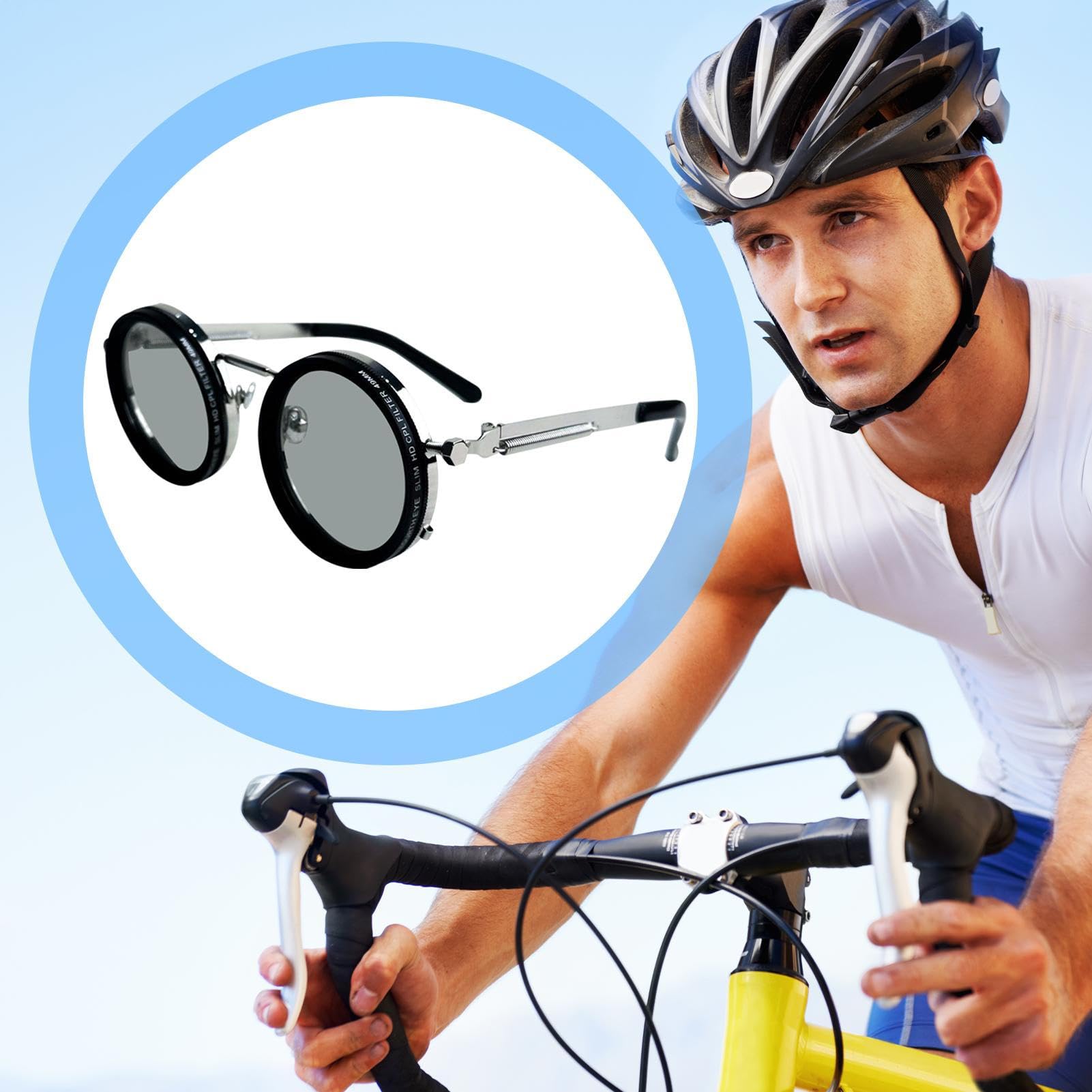 Générique ND Verstellbare Sonnenbrille, rund, multifunktional, 18,6 x 9,5 x 8,9 Zoll, niedliche Outdoor-Sonnenbrille für Reisen, Sport, Strand und Angeln