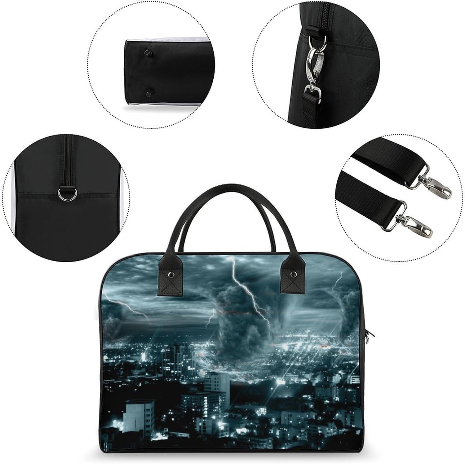 Chicago City Tornado Storm Weather Pattern A Large Capacity Portable Handbag Essential for Travel