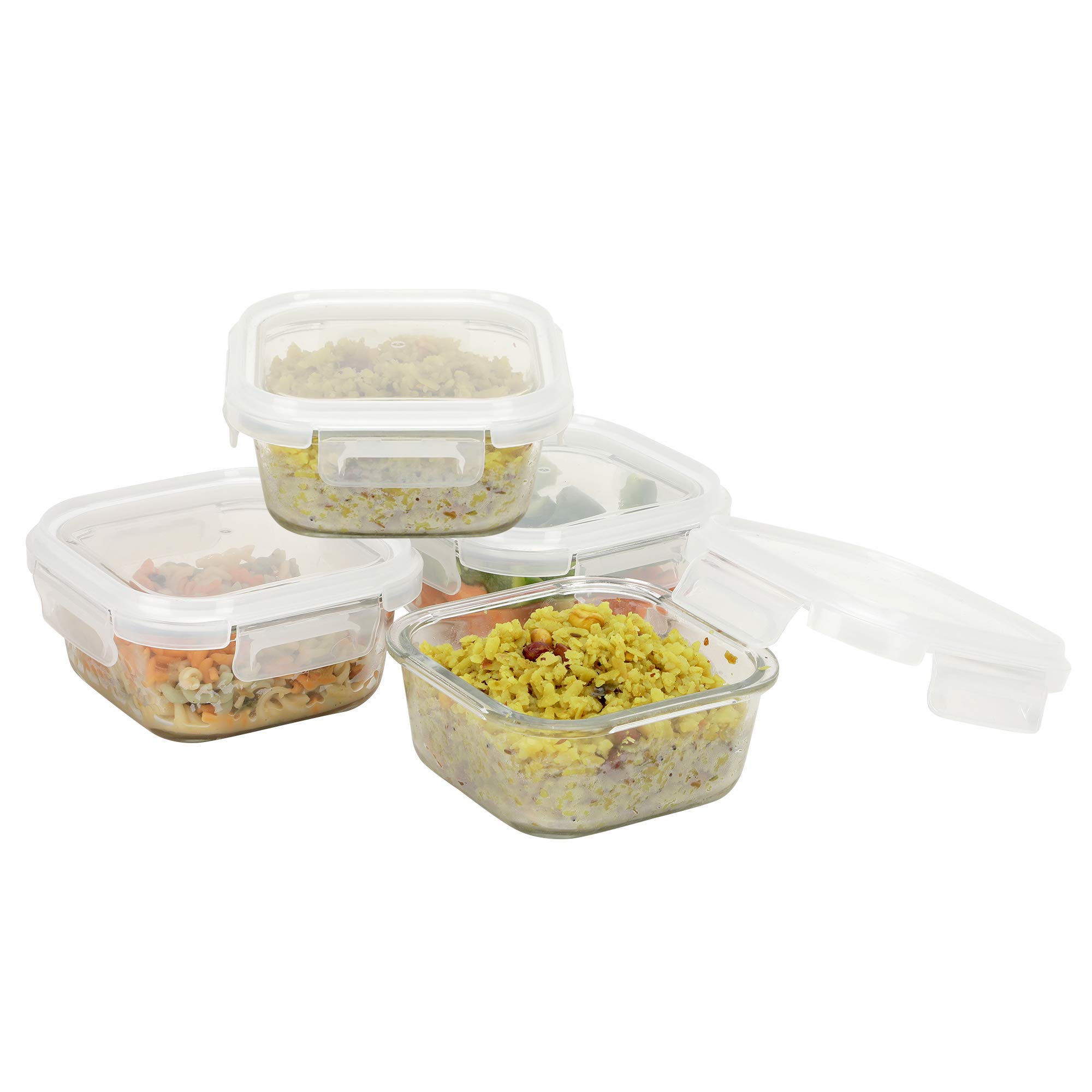 SIMPARTE 520ml Square Store Borosilicate Bakeware Safe Storage Glass Container with Lid (Set of 4), transparent (520ML-PP Lid-jar-set 4) (B08V81MR1R) Amazon Price History, Amazon Price Tracker
