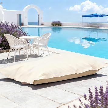 SXBCyan Waterproof Bean Bag Cover for Adults No Filler Soft Sofa Bed Oxford Lounge Chair Giant Beanbag Floor Seating Outdoor Stripes Pouf Couch for Poolside Beach GardenLight Sand