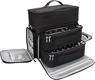 Nail Polish Organizer Case, Extra Large Nail Polish Holder Hold 56 Bottles (15ml/0.5 fl.oz), Large Capacity for Nail Polish, Nail Lamp, Nail Art Accessories, 4 in 1 Removable Storage Bags