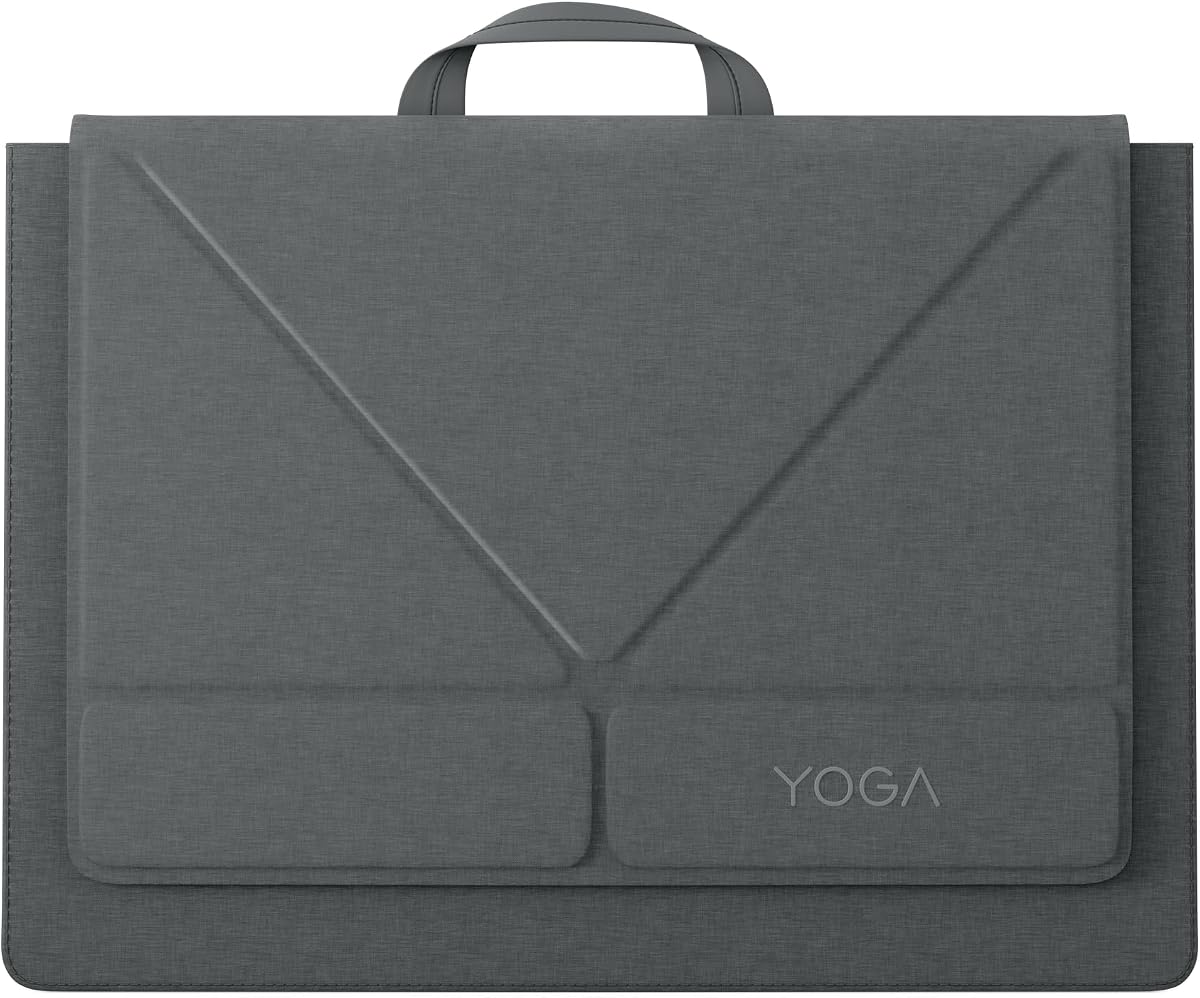 Lenovo Yoga Tote Sleeve Case for Laptops with 16-inch Display, Multi-Compartment Organizer with Convertible Stand, Lightweight Protective Polyester & Microfiber Sleeve, Luna Grey