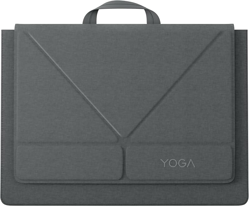 Lenovo Yoga Tote Sleeve Case for Laptops with 16-inch Display, Multi-Compartment Organizer with Convertible Stand, Lightweight Protective Polyester & Microfiber Sleeve, Luna Grey