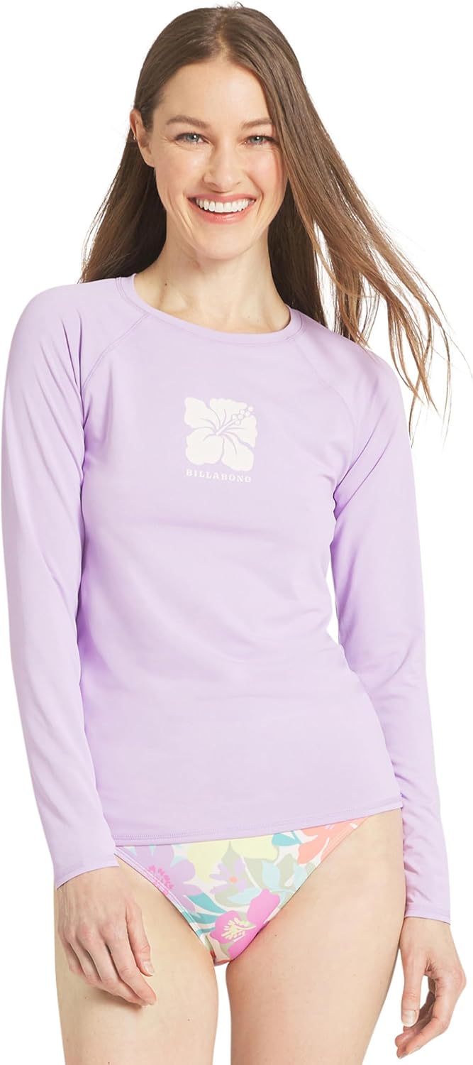 Billabong Women's Swimwear UPF 50 Long Sleeve Sun Tee Rash Guard Shirt