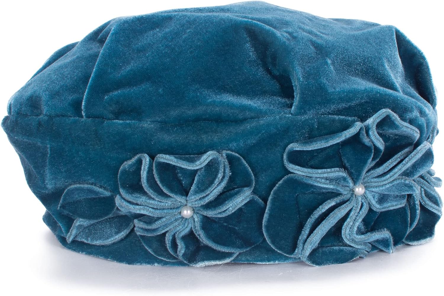 Lawliet Teal Womens 1920 Vintage Style Velvet Beret Floral Hat Chic Cap T513