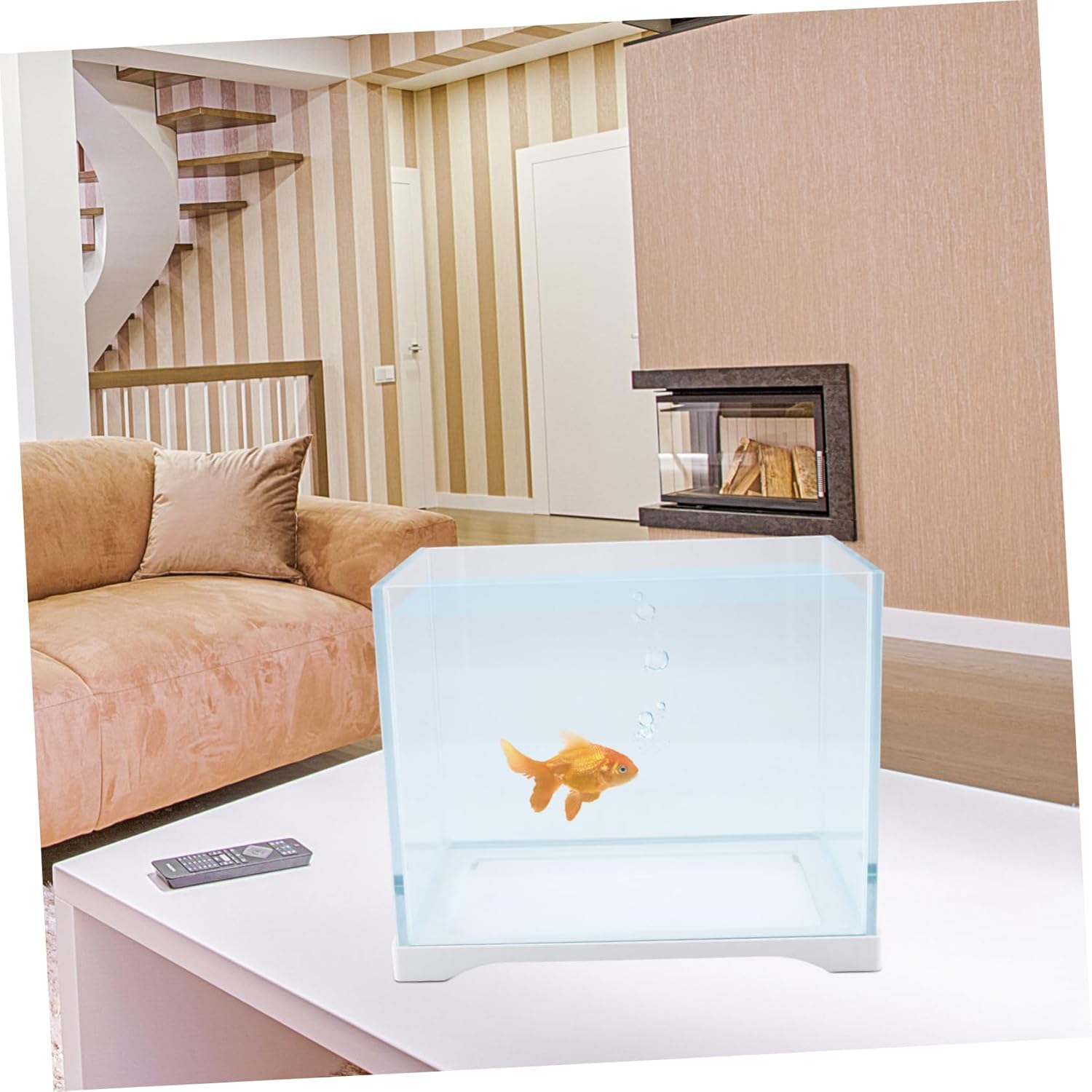 Mini Glass Fish Tank Compact Aquarium for Living Room Decoration Ultra- Glass for Betta Fish and Aquatic Plants