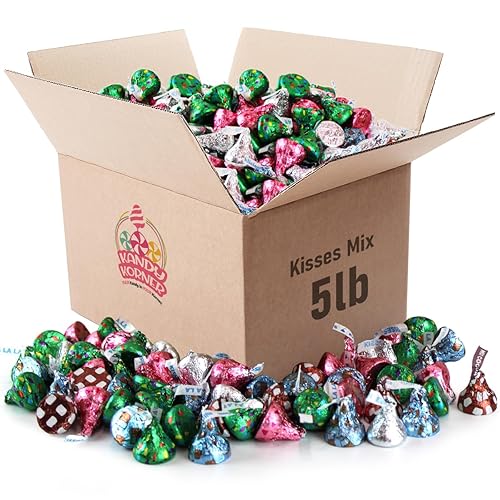 Hershey's Kisses - Caramelos de mezcla de chocolate a granel para delicias deliciosas, 5 libras de deliciosos besos de Pascua Hershey a granel