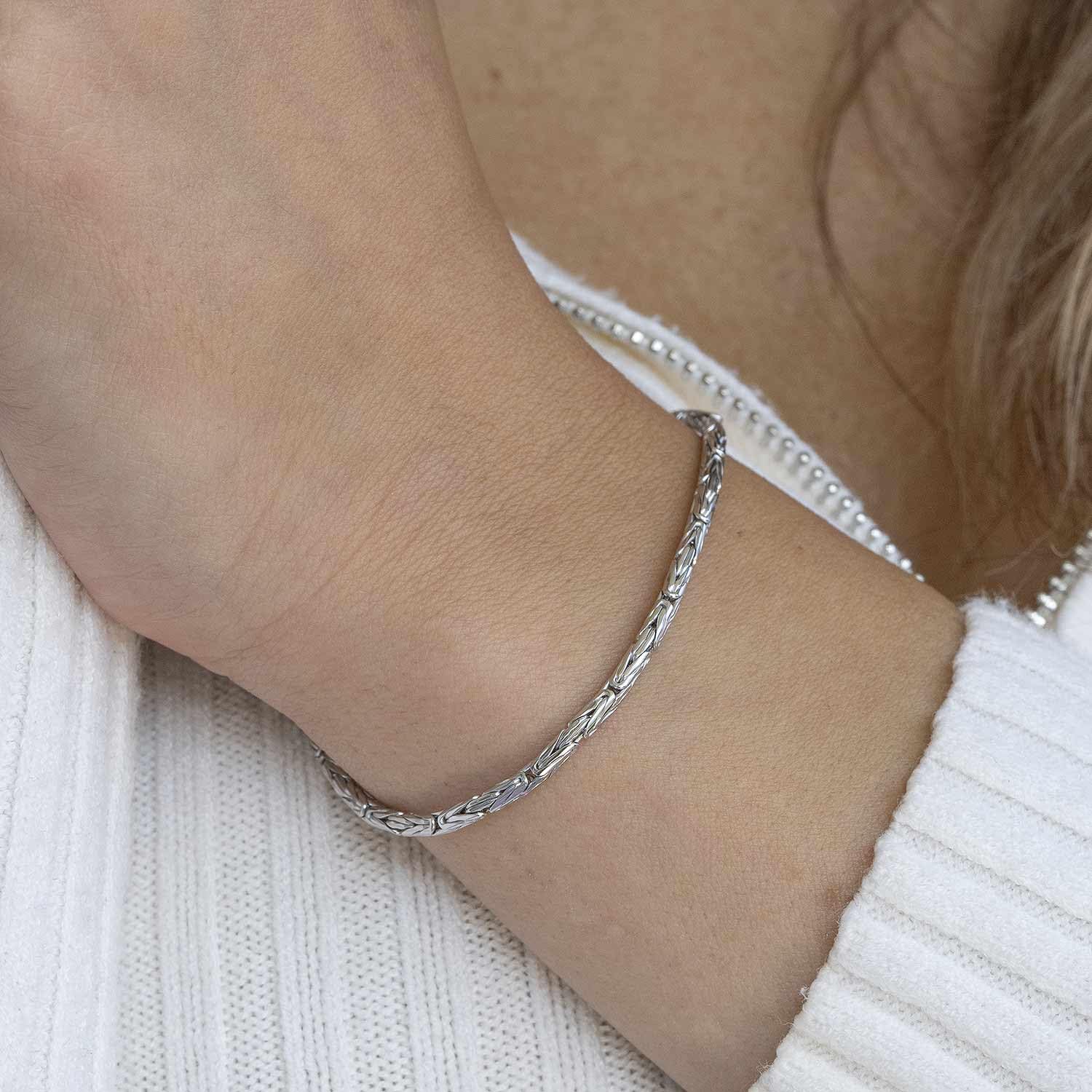 Damen Armband Silber 925 Königskette 2,5mm rhodiniert SA-31