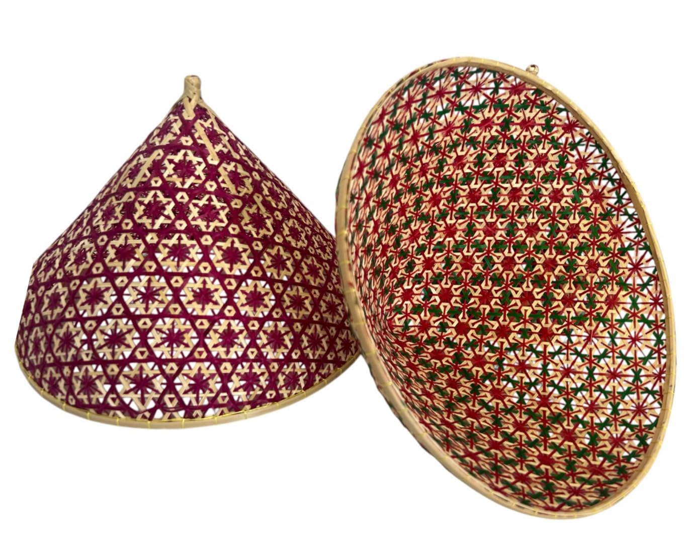 Beautiful Oriental Bamboo Wicker Food Basket Lid/Cover