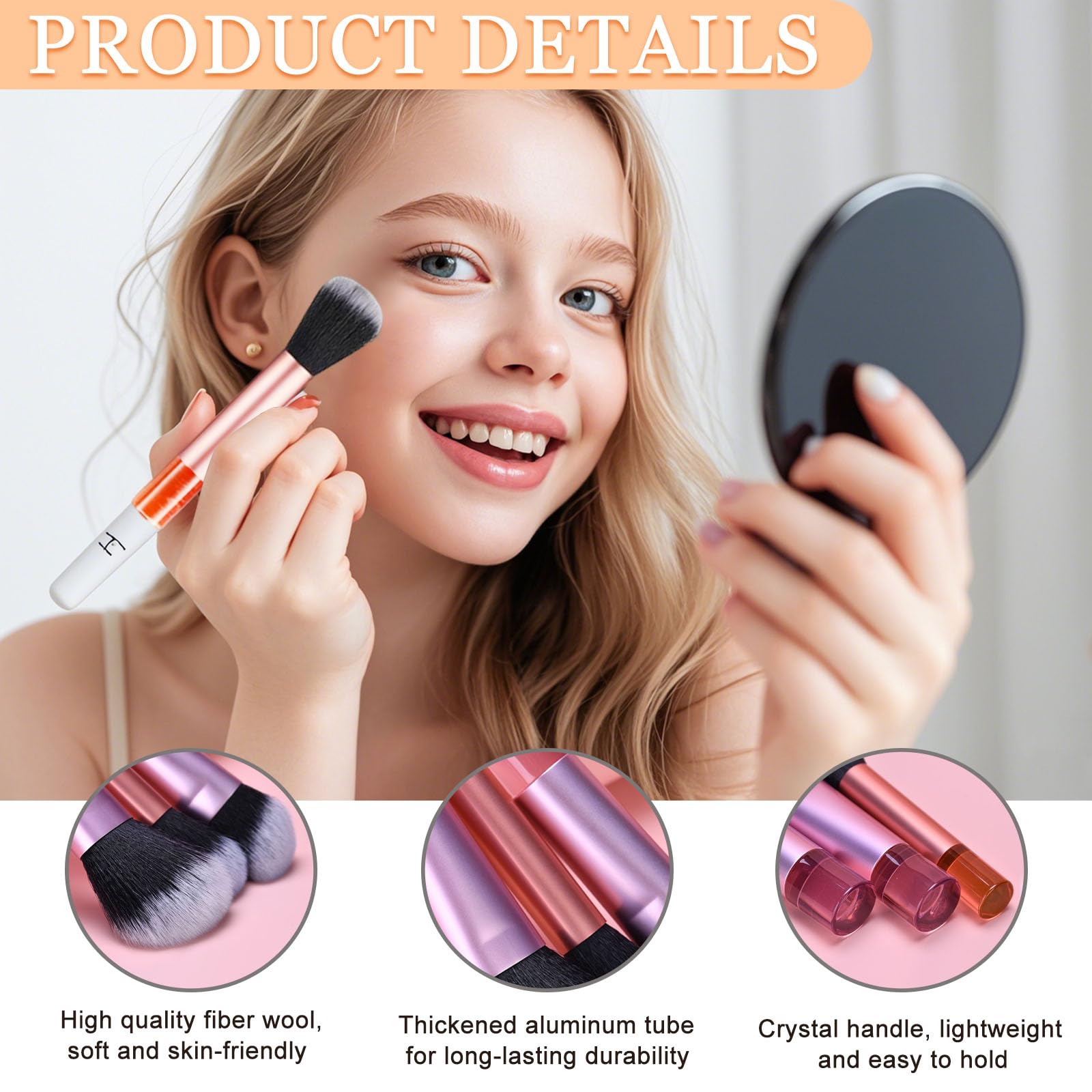 Travel Makeup Brush Set, 10PCS Mini Makeup Brushes with Travel Bag, Portable Travel Minis Make Up Brushes - Image 3