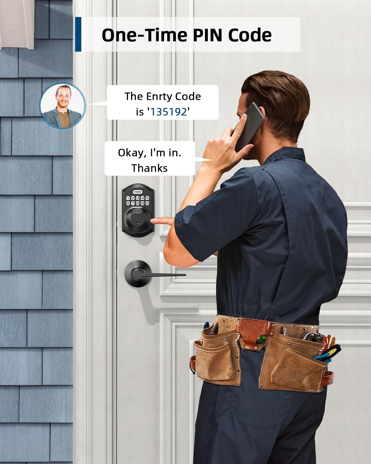 Man receiving a one-time PIN code for TEEHO TE002L lock