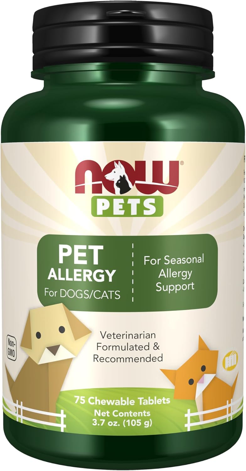 NOW Foods Pet Health, Pet Allergy Supplement, Formulated for Cats & Dogs, NASC Certified, 75 Chewable Tablets NOW Foods Pet Health, Pet Allergy Supplement, Formulated for Cats & Dogs, NASC Certified, 75 Chewable Tablets