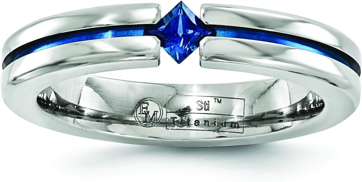 Diamond2Deal Titanium Sapphire and Blue Anodized Wedding Band Ring Size 12