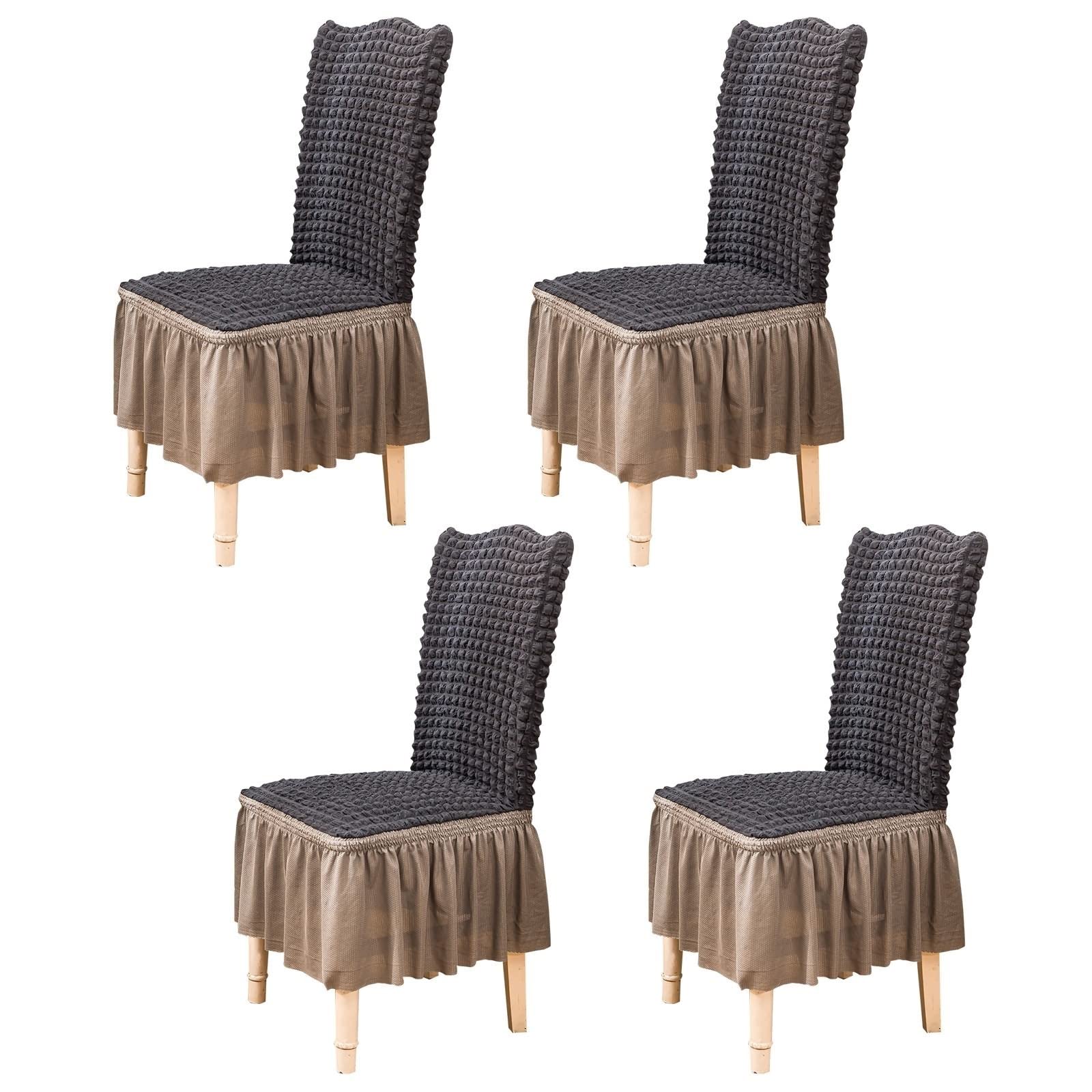 Housses de chaises avec jupe gris bicolore pour repas de fête