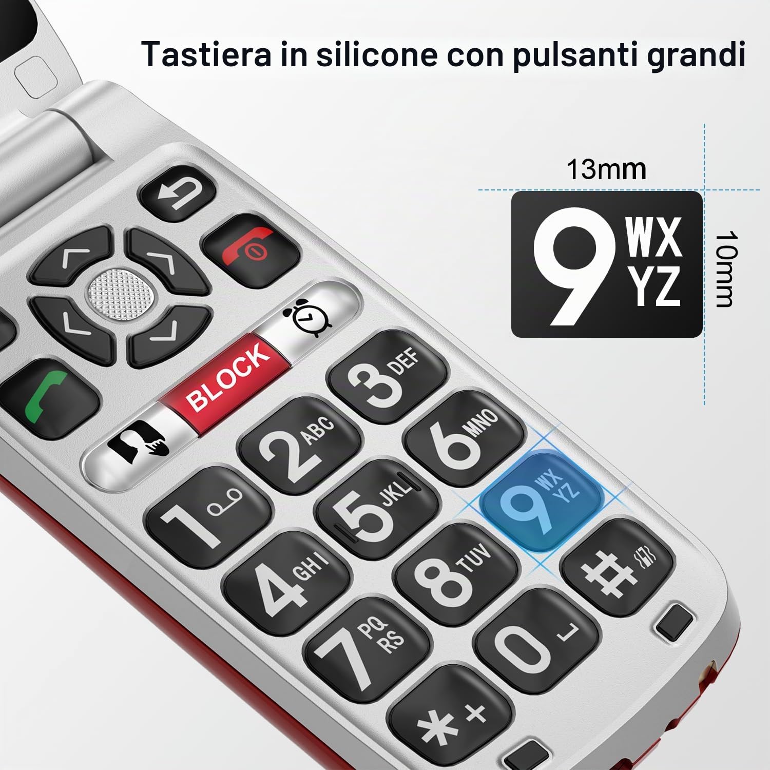 Easyfone Prime-A1 Pro 4G GSM Telefono Cellulare a conchiglia per Anziani, Telefono Cellulare con Tasti Grandi, Funzione SOS, Dual HD IPS Display, Base di ricarica, 1500mAh Batteria (Rosso)