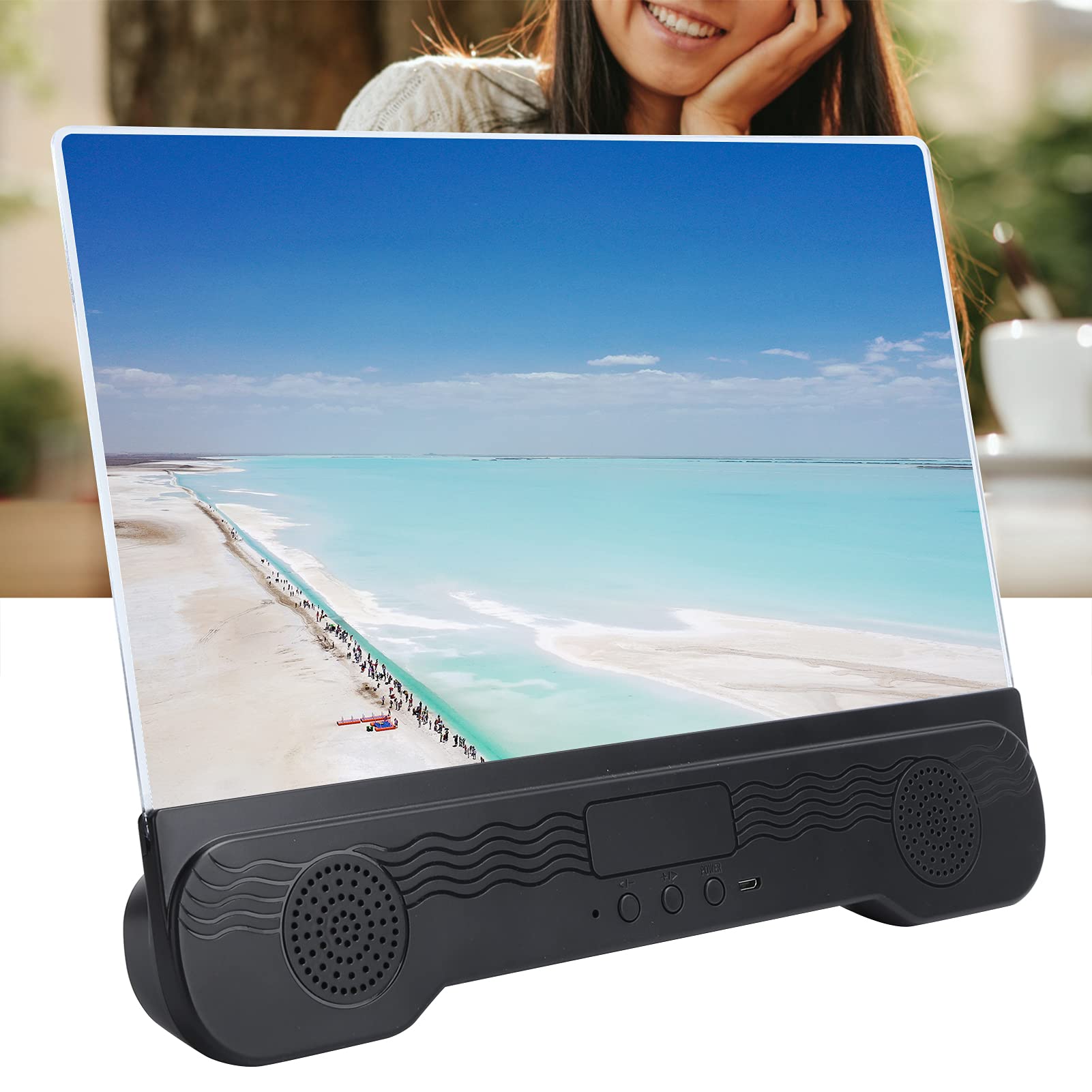 Lente d'ingrandimento per schermo di telefono da 14 pollici, amplificatore HD per cellulari con supporto pieghevole, lente d'ingrandimento per schermo di cellulare con altoparlante Bluetooth, amplific