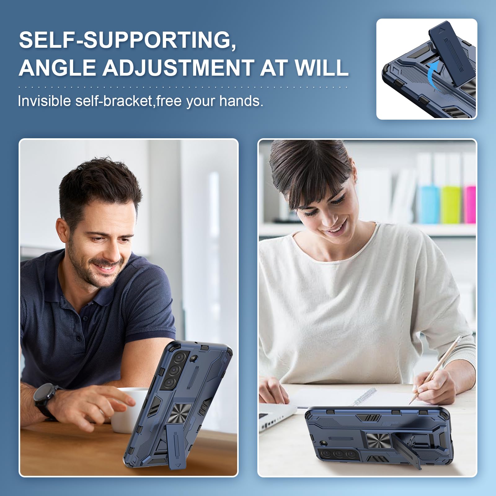 Funda para Xiaomi Redmi Note 15 Pro 5G, Carcasa Antigolpes con Soporte anular metálico, Case Protectora de Grado Militar, Azul — view 36
