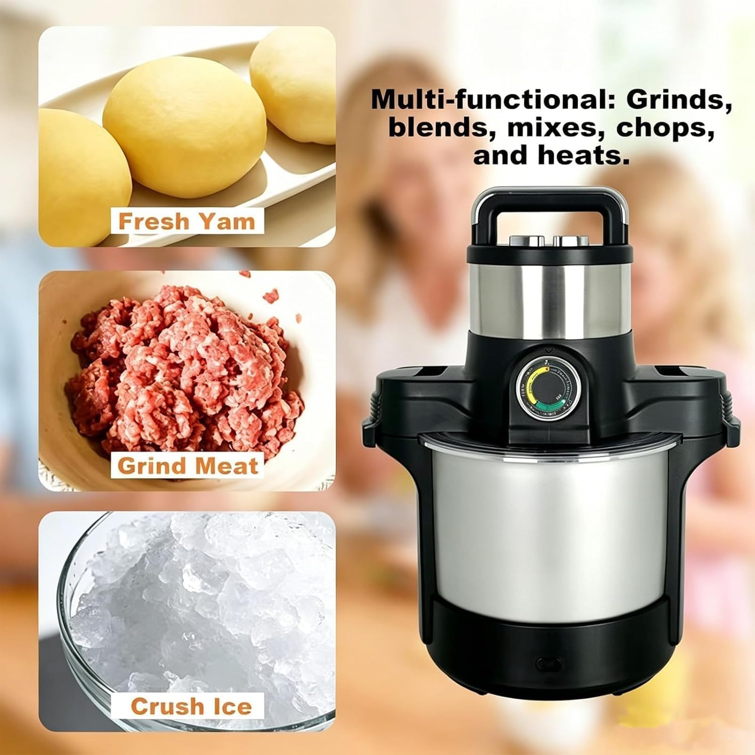 Procesador de alimentos y picadora de carne de acero inoxidable de 220 V 1600 W, 6 litros