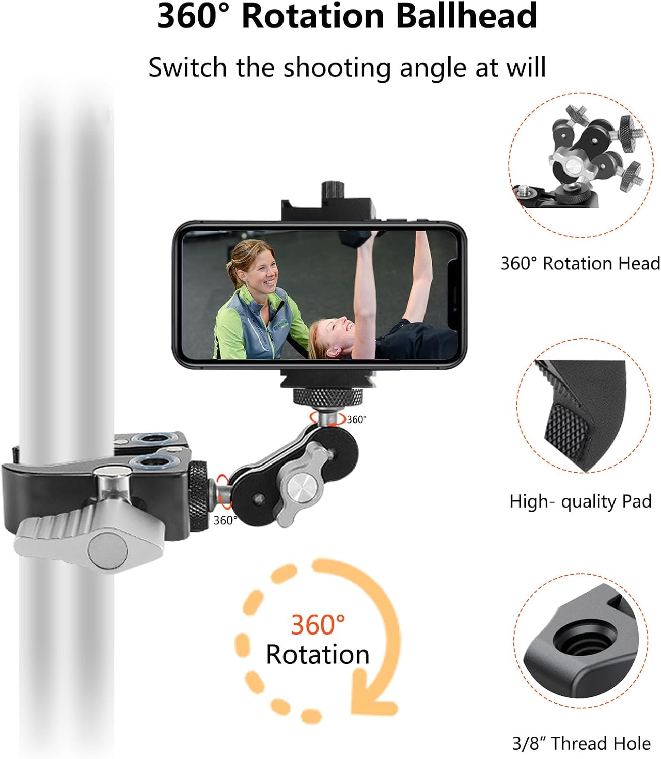 ULANZI Super Camera Mount Monitor 360° Clamp Ballhead Magic Arm Double – The Camerashop
