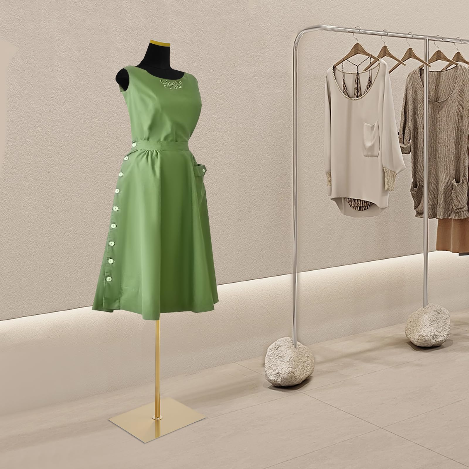 Schaufensterpuppe Weibliche Kleiderform Mannequin-Torso, verstellbare Höhe 150-210 cm Ständer, Schneiderpuppe für Kleidung, Kleid, Display (Schwarz, M)