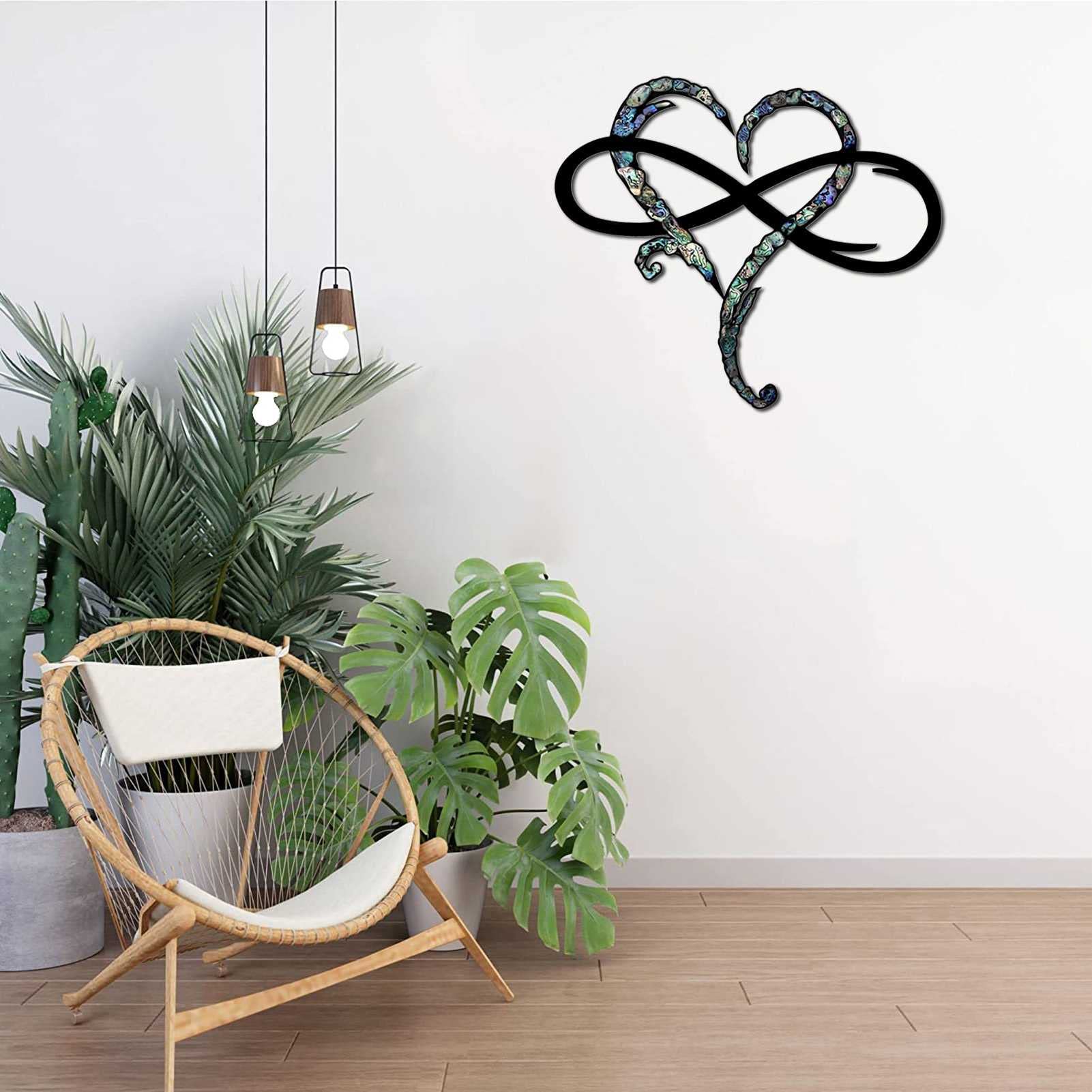 Decorazione Da Parete A Forma Di Cuore Infinito, Decorazione Da Parete In Metallo, Segno D'amore, Scultura Da Parete In Metallo Per Soggiorno, Casa, Camera Da Letto (nero, 40 X 35 Cm