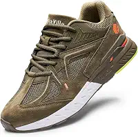 Tênis de caminhada extra largo para homens de largura larga para alívio da dor no calcanhar dos pés planos - Rebound Core, Verde militar, 13 X-Wide