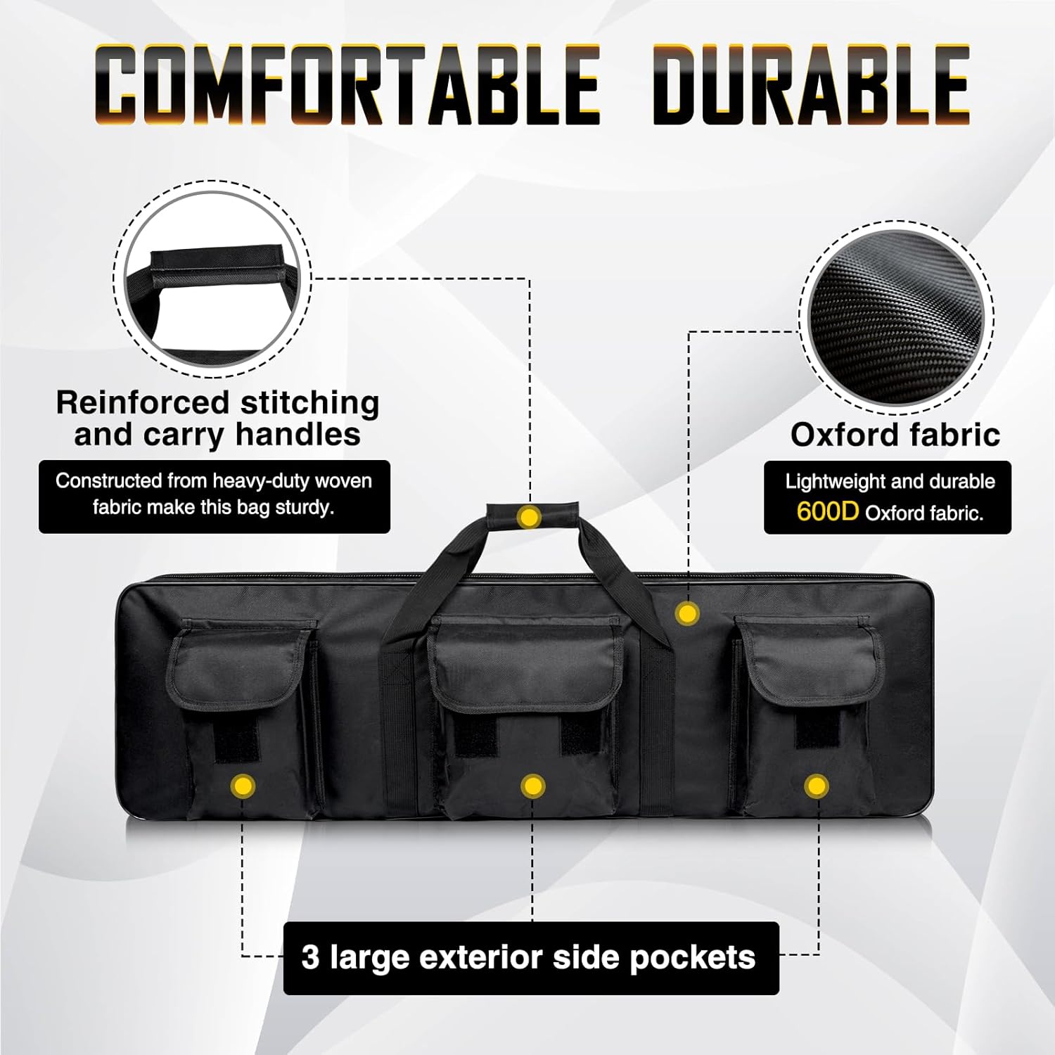 Single Rifle Bag for store and transport rifles, shotguns, and airsoft guns well padding rifle packbag with 3 side pockets to fit all the essential