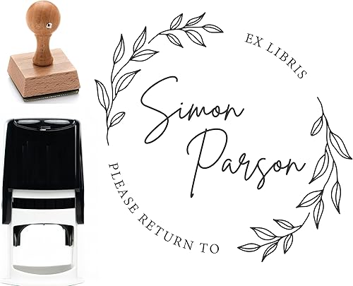 Sello personalizado para libros de biblioteca con hermoso tema floral – Sello autoentintado personalizado para una propiedad exquisita de libros –