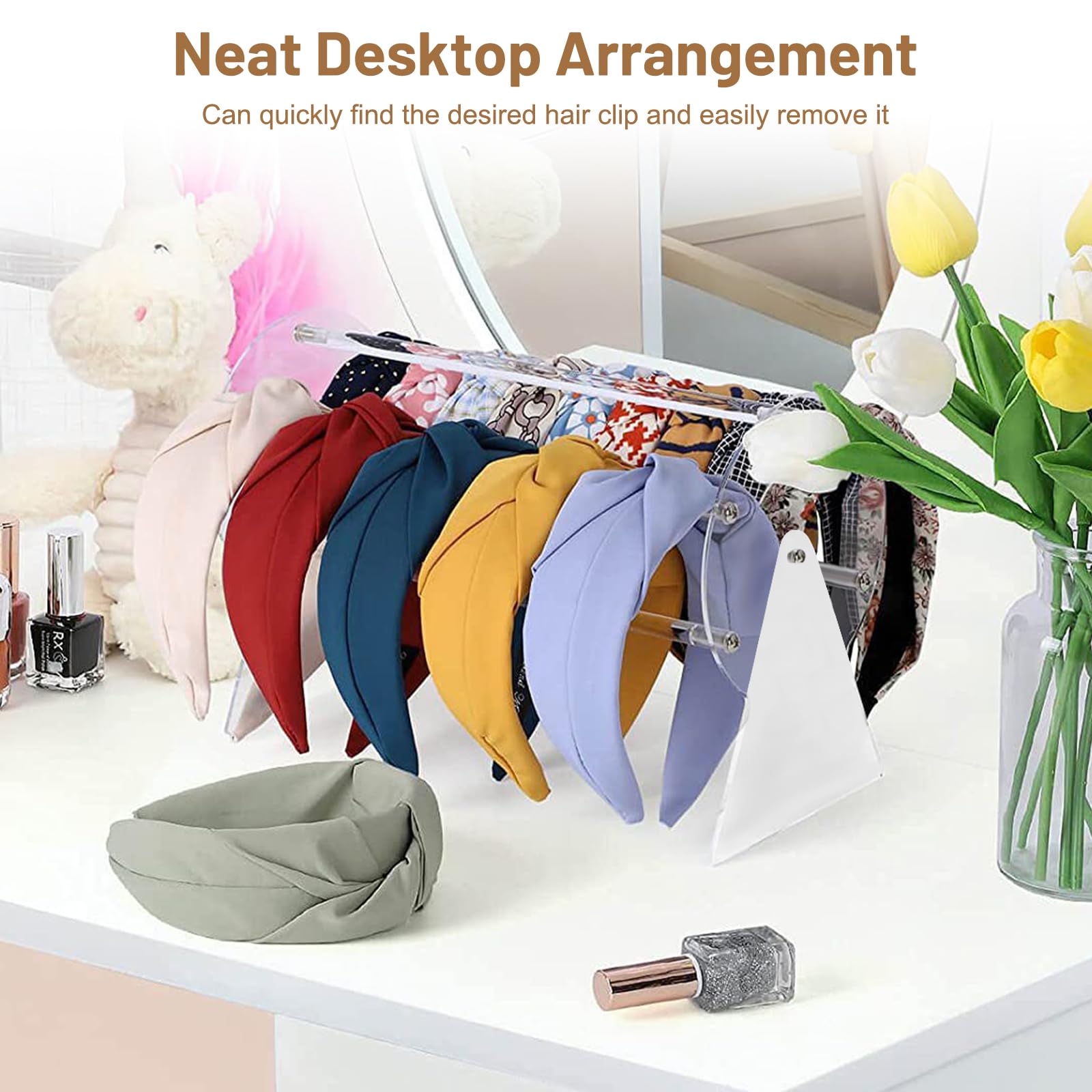 Organizer Girevole 360° per Accessori Capelli in Acrilico – porta cerchietti, porta cerchietti bambina, portacerchietti bambina, porta mollette capelli per bambine e donne