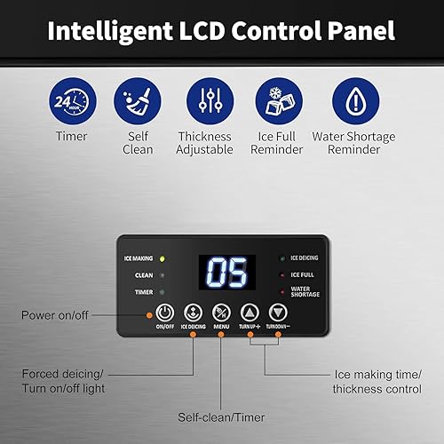 Vista 22 de Nugget Ice Makers - Máquina de hielo de pellets masticables suaves con función de limpieza automática, modo de mezcla de hielo/agua/agua helada, 50