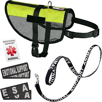 Dogline Emotional Support Dog Vest Bundle with Adjustable Service Dog Vest Harness, Reflective Emotional Support and ESA Patches, Emotional Support Leash, Emotional Support Animal ID Card