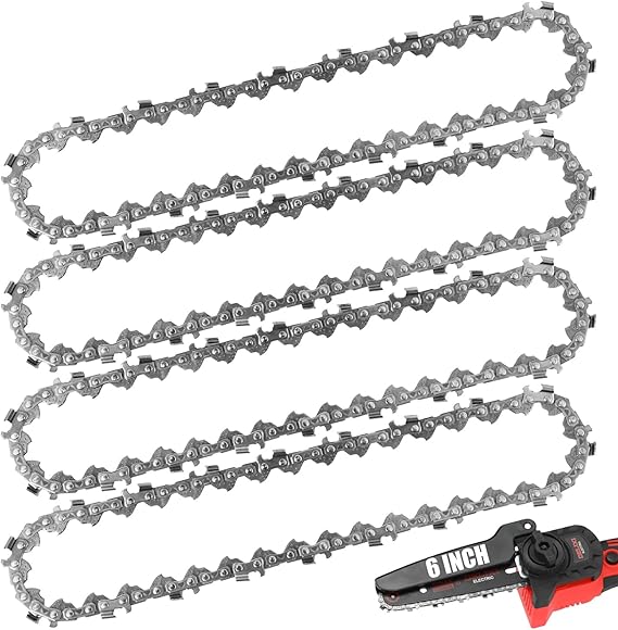 6 Inch Chainsaw Chain, 4 PCS 6 Inch Cordless Electric Portable Mini Chainsaw, Portable manganese steel wear-resistant mini saw chain, Suitable for Cutting Wood, Bamboo, Plywood (37 Drive Links)
