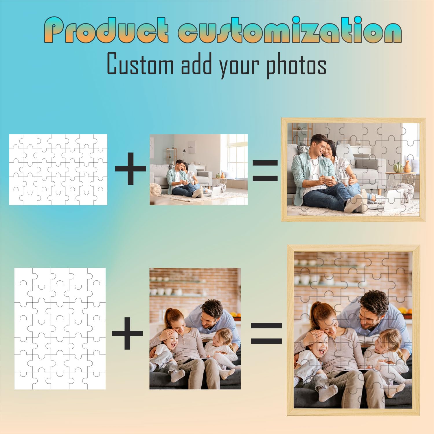 Puzzle Personnalisé Photo Puzzle Personnalisable avec Cadre Photo en Bois inodore Une Large Gamme de Styles à Choisir（(Le Nombre de Puzzles varie de 35 à 1000)