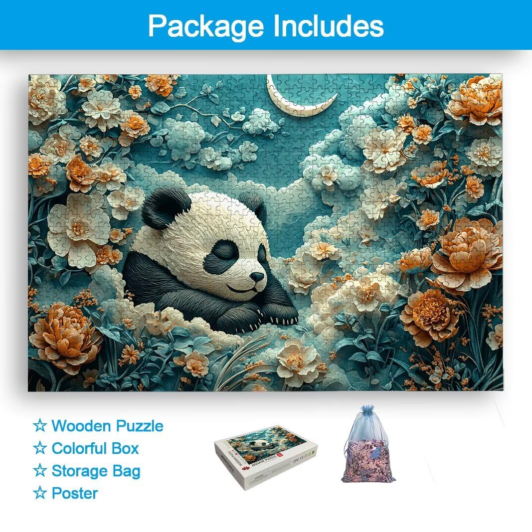 Puzzle 5000 Piezas, Puzzle Panda de Madera para Adultos, Regalos -2378