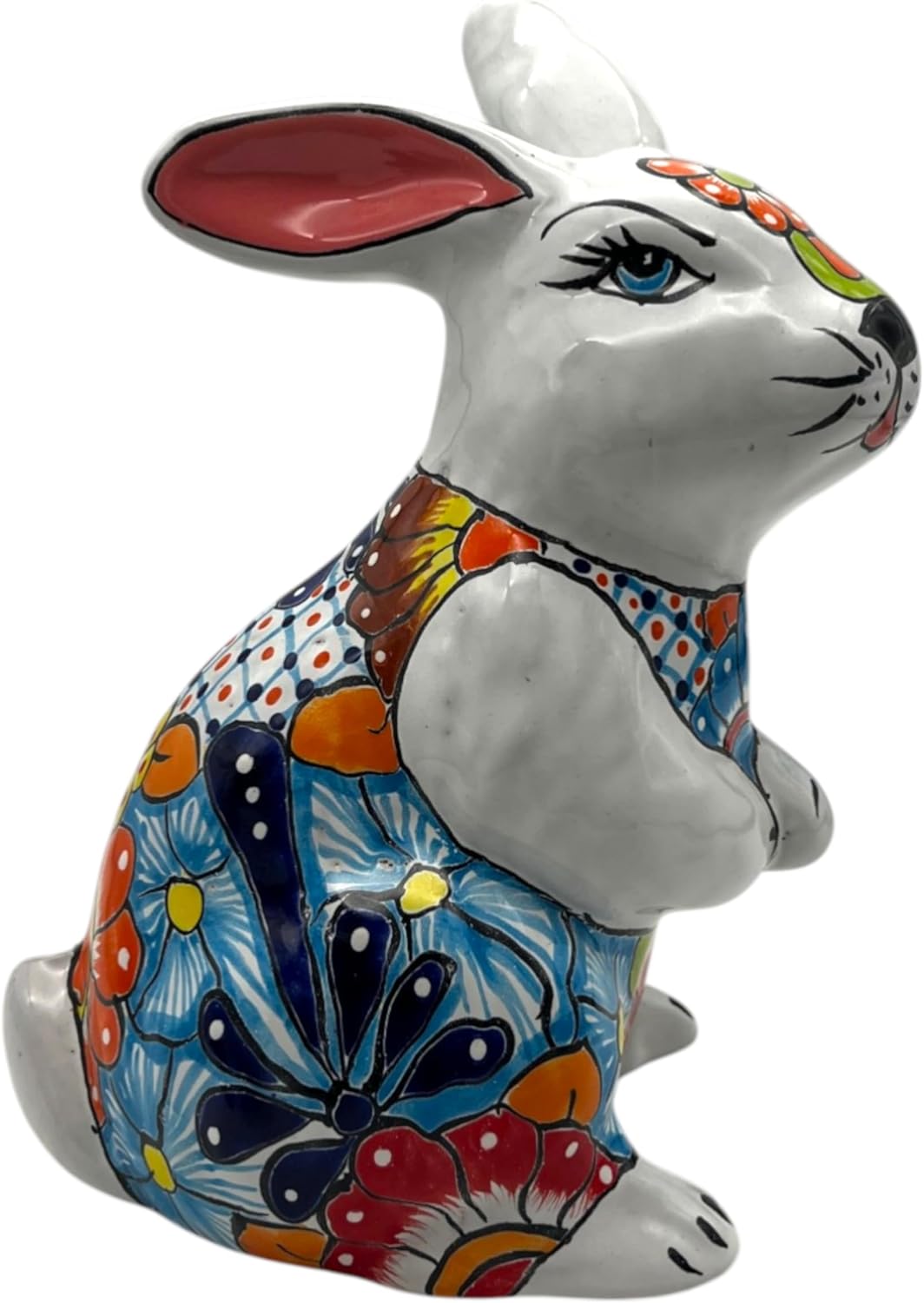 Talavera Bunny Statue | Colorful Hand-Painted Mexican Rabbit Decor