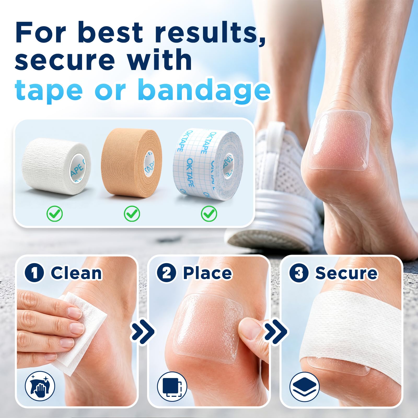 OK TAPE 2" Hydrogel Squares for Blisters, 50 Count, Cooling Gel Pad — Amazon image 7