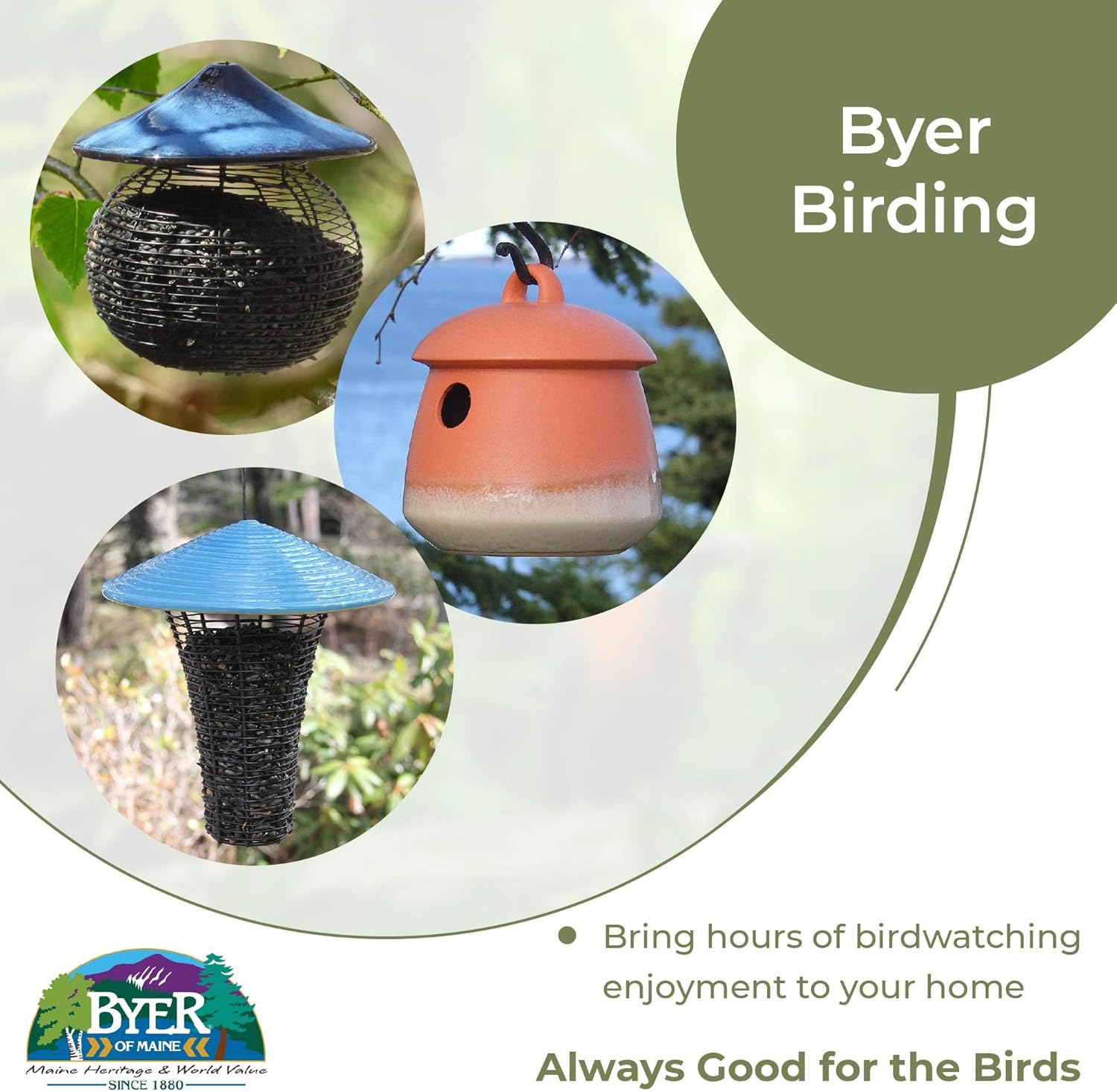 Byer of Maine, Mango Stone Fly-Through Bird Feeder, Ceramic Hanging Birdfeeder, 2lbs