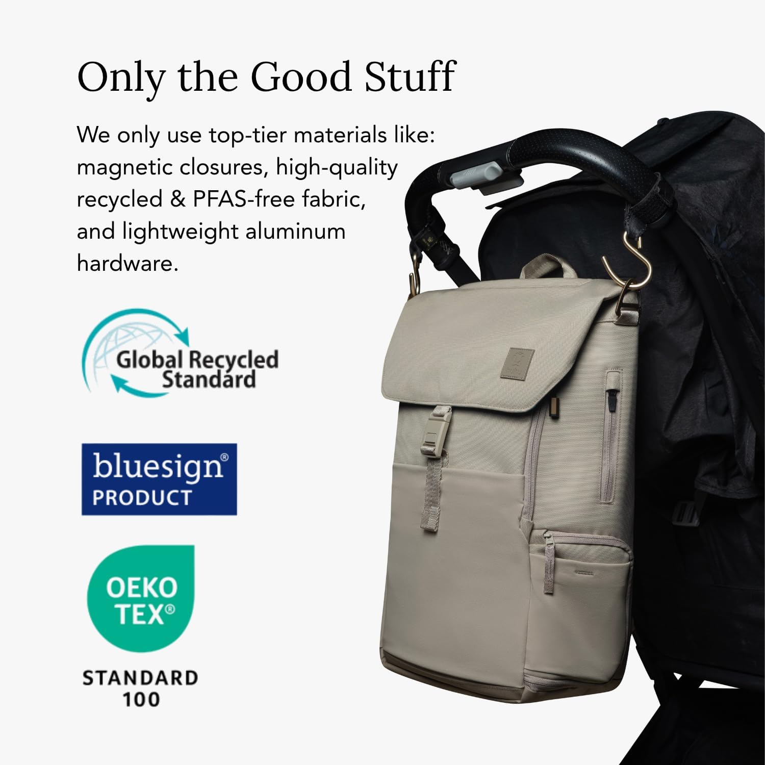 Huhu Diaper Bag Backpack – Baby Bag for Moms & Dads – Water-Resistant, Unisex Travel Kit for New Parents – Includes Changing Pad and 2 Organizer Pouches (Daybreak Taupe) - Image 5